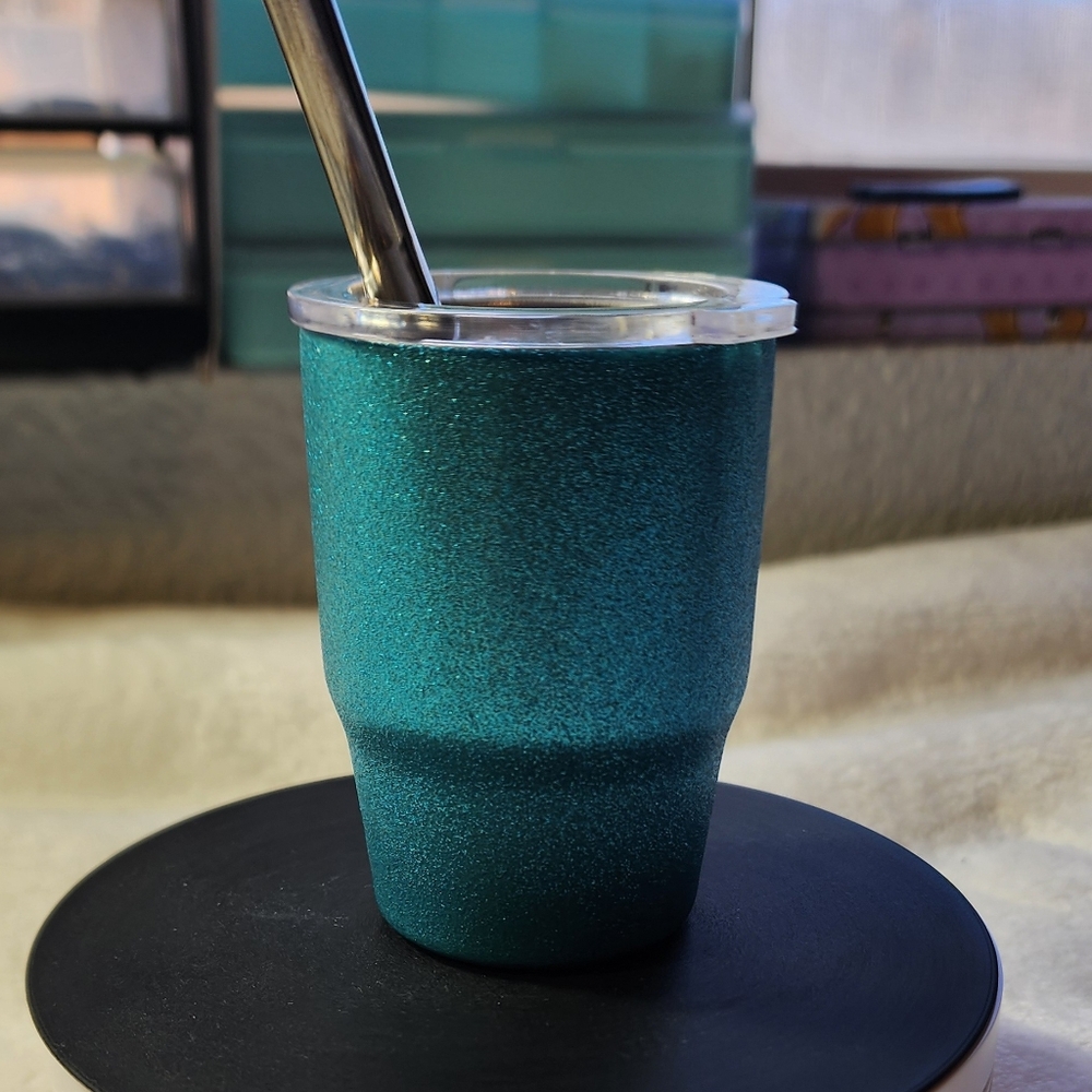 Mini Stainless Steel Insulated Tumble Teal Glittery NEW - Picture 9 of 9